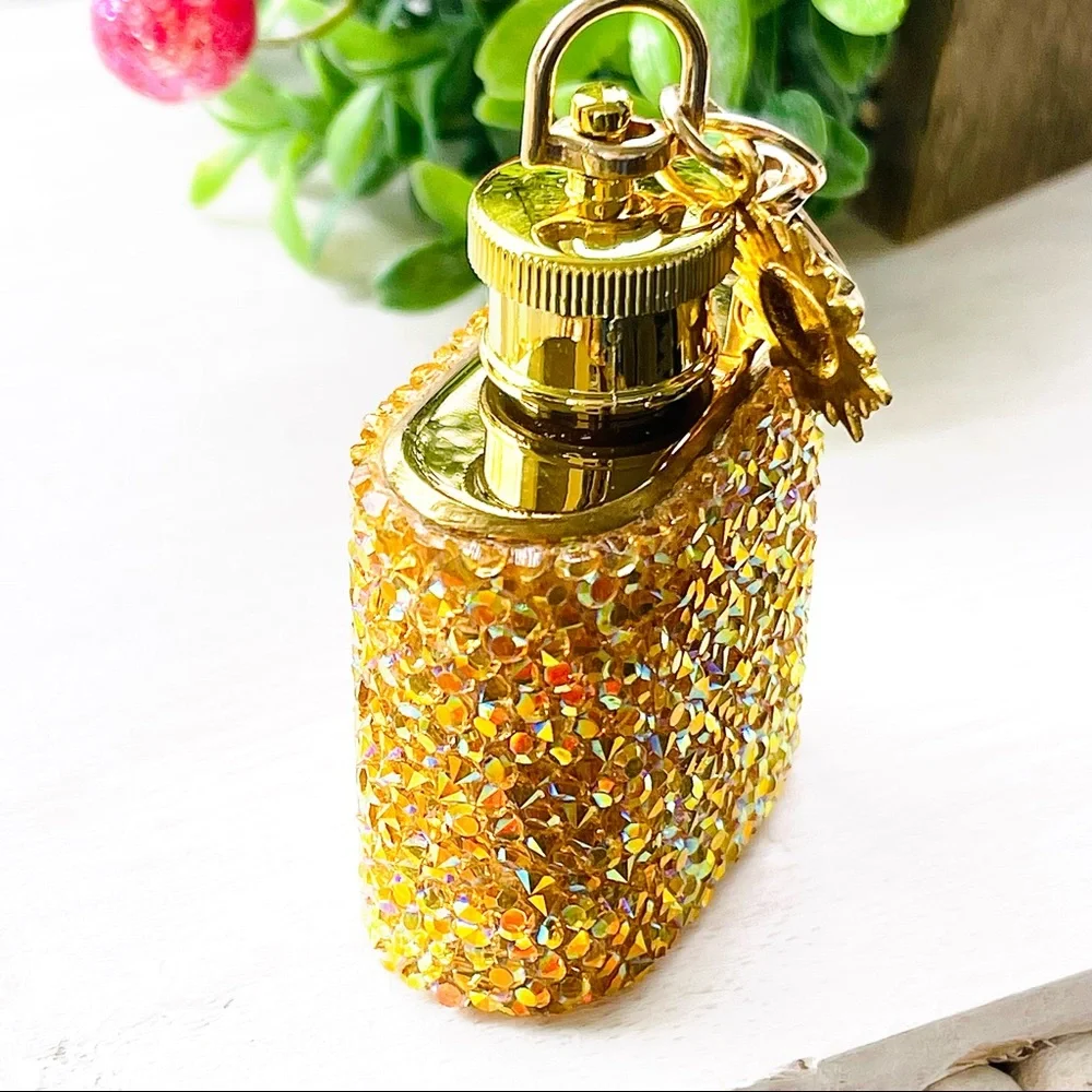 MINI FLASK crystal encrusted keyring IRIDESCENT keyfob CELESTIAL mini flask NEW - Picture 5 of 11
